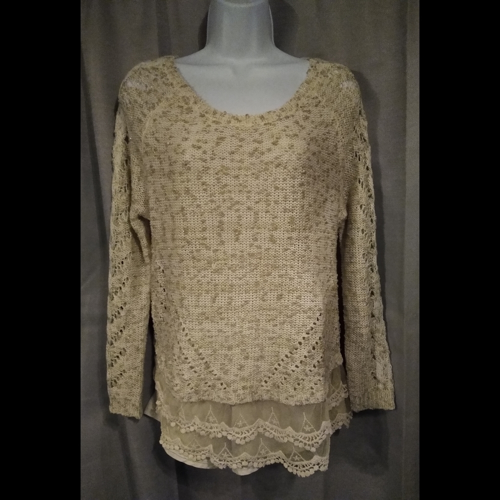 MIRACLE USA Sweater with Lace Edge